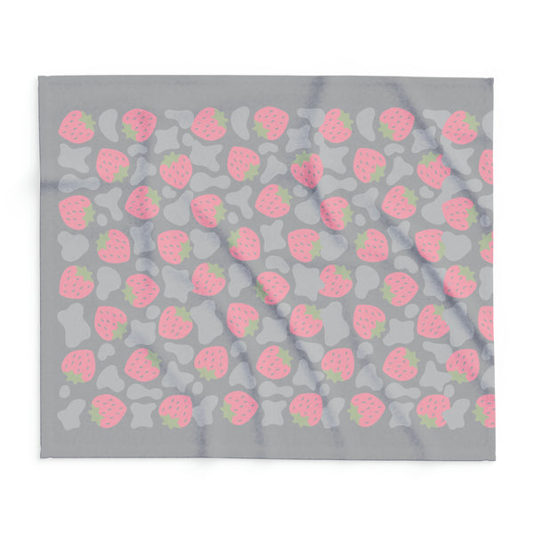 Strawberry Cow Print Arctic Fleece Blanket