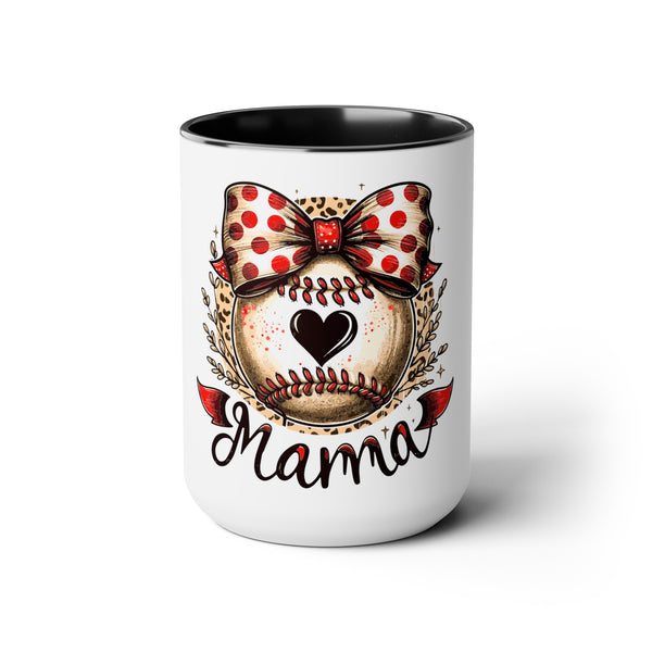 Baseball Mama "Mother's Day" Two-Tone Coffee Mugs Cup, 15oz