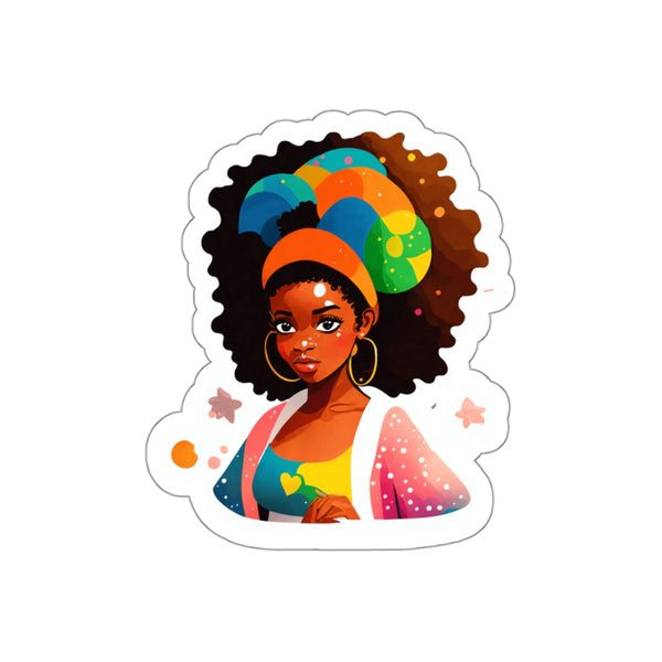 Colorful Afro-Futuristic Woman Kiss-Cut Stickers