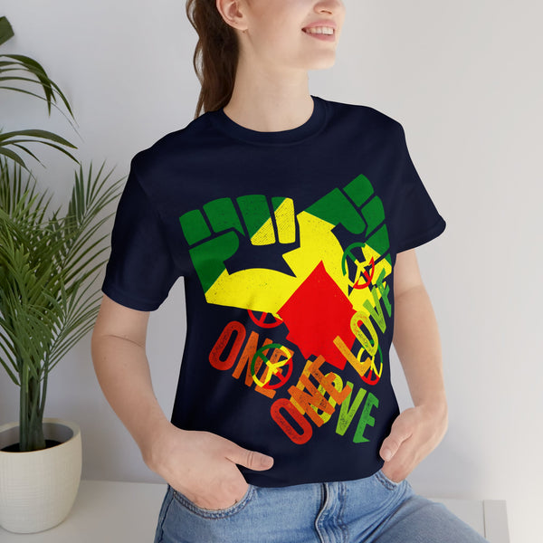 One Love T-Shirt - Spread Peace and Unity in Style - Woman's Jersey Short Sleeve Tee