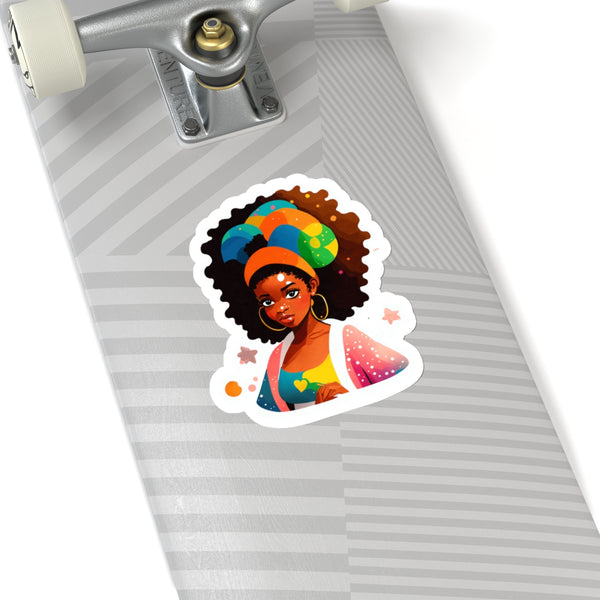 Colorful Afro-Futuristic Woman Kiss-Cut Stickers