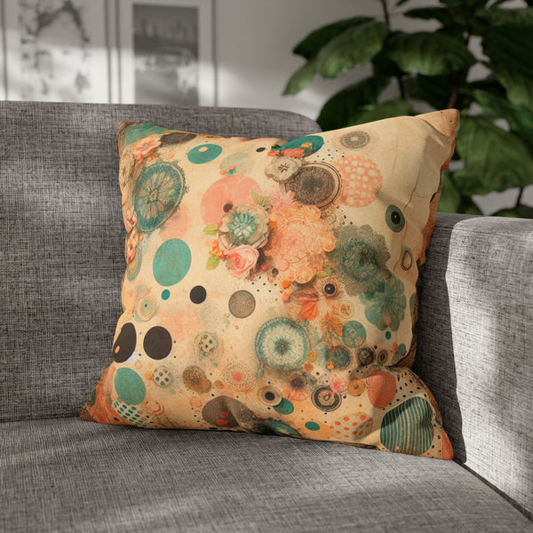 Vintage Polka Dots Spun Polyester Square Pillowcase