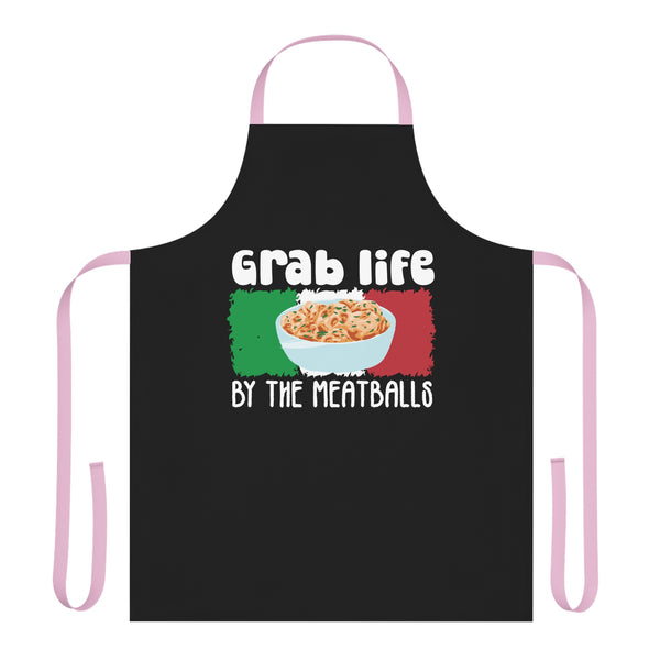 "Grab Life by the Meatballs" Woman Apron, 5-Color Straps