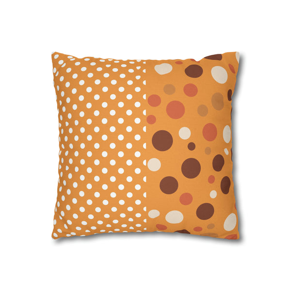 Large Warm Color Polka Dots Spun Polyester Square Throw Pillowcase