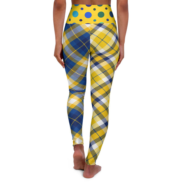 Blue Yellow High Waisted Yoga Leggings