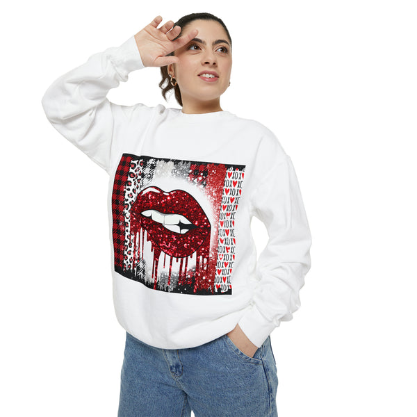 Red Lips Unisex Garment-Dyed Sweatshirt