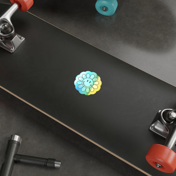 Flower Smiley Face Holographic Die-cut Stickers