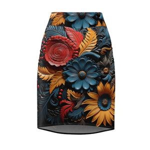 3D Flowers Women's Pencil Skirt