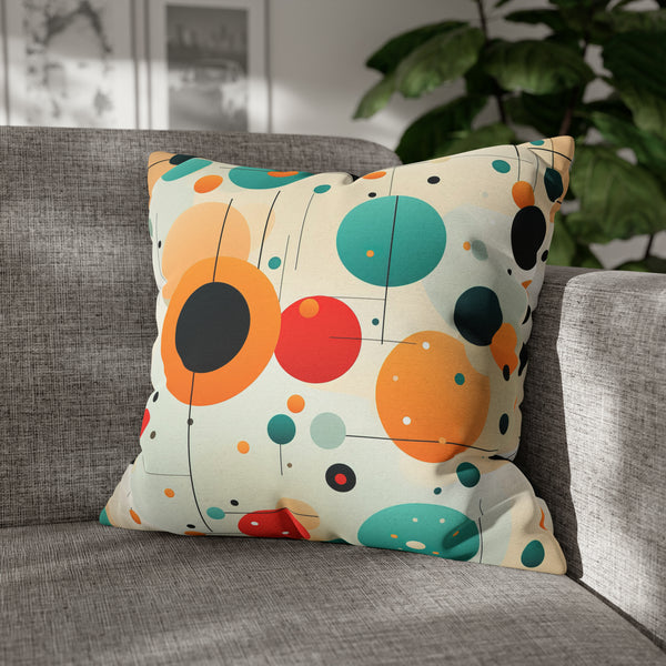 Retro Polka Dots Spun Polyester Square Pillowcase