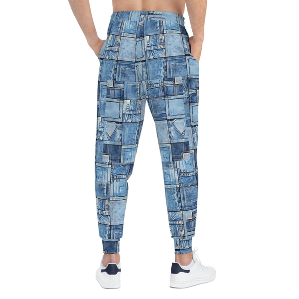 Denim Patch Athletic Woman Joggers Pants