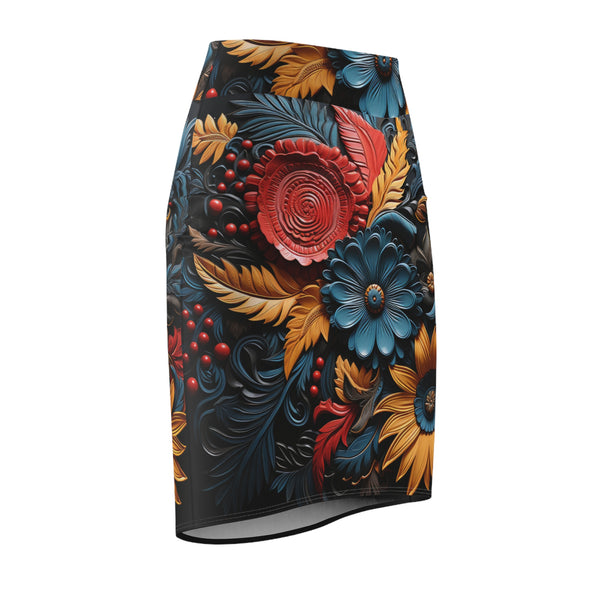 3D Flowers Women's Pencil Skirt