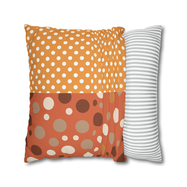 Large Warm Color Polka Dots Spun Polyester Square Throw Pillowcase