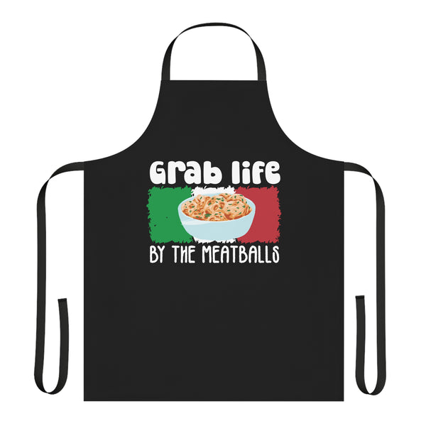 "Grab Life by the Meatballs" Woman Apron, 5-Color Straps