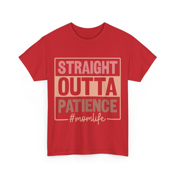 "Straight Outta Patience - Mom Life" Plus Size Women Heavy Cotton Tee T-Shirt