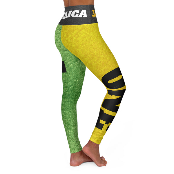 Jamaica "One Love" Faux Leather High Waisted Yoga Leggings