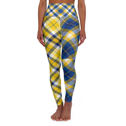 Blue Yellow High Waisted Yoga Leggings