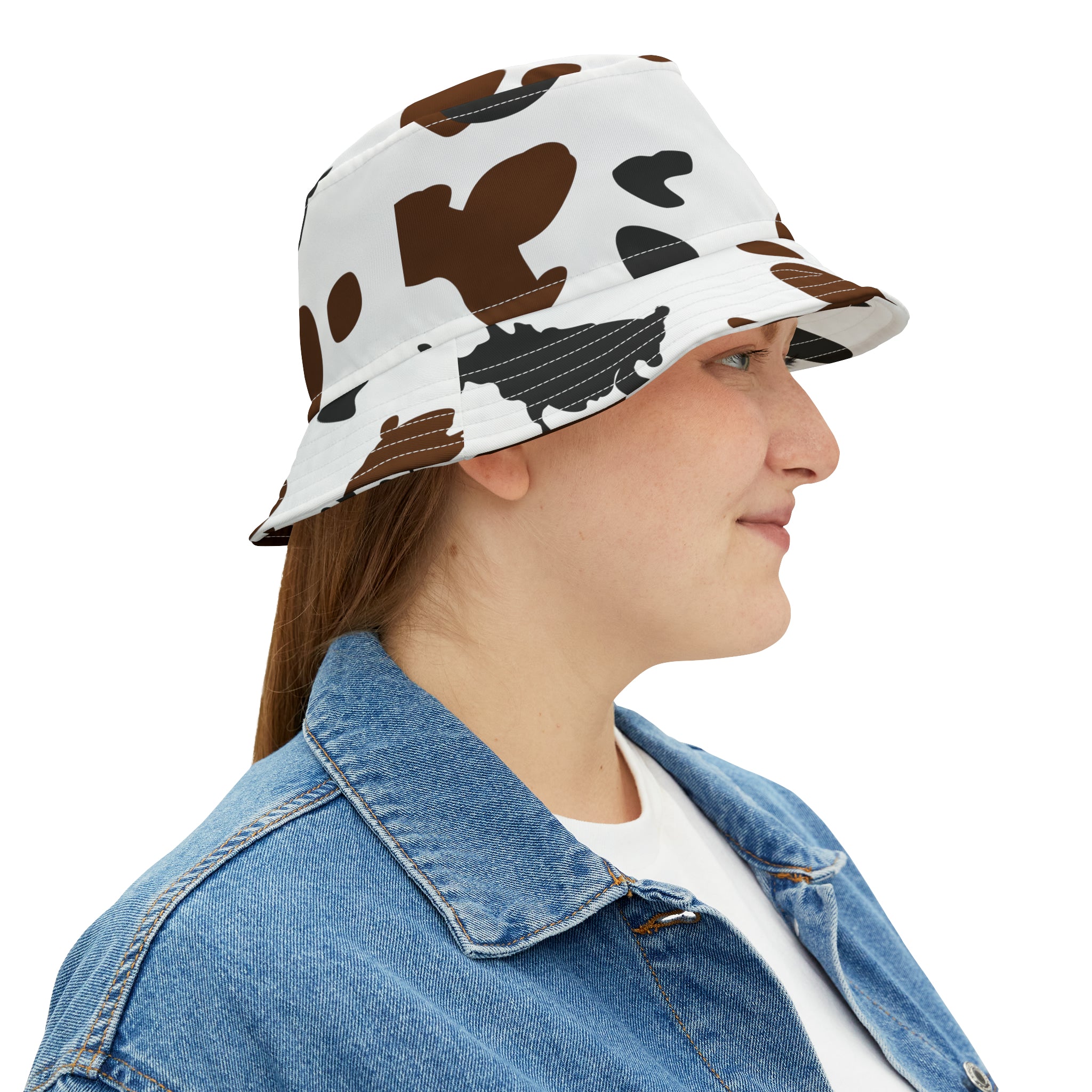 Brown Cow Print Woman's Bucket Hat