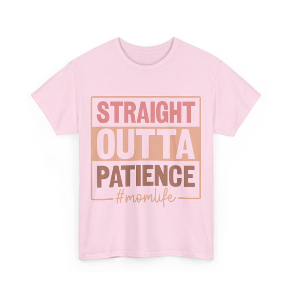 "Straight Outta Patience - Mom Life" Plus Size Women Heavy Cotton Tee T-Shirt