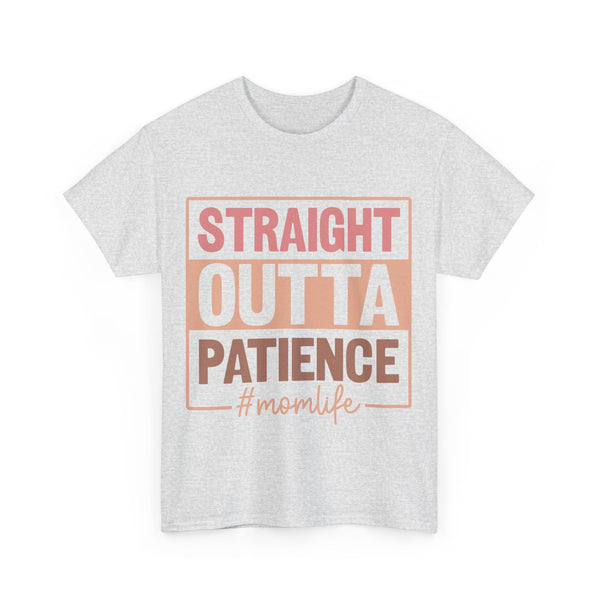 "Straight Outta Patience - Mom Life" Plus Size Women Heavy Cotton Tee T-Shirt