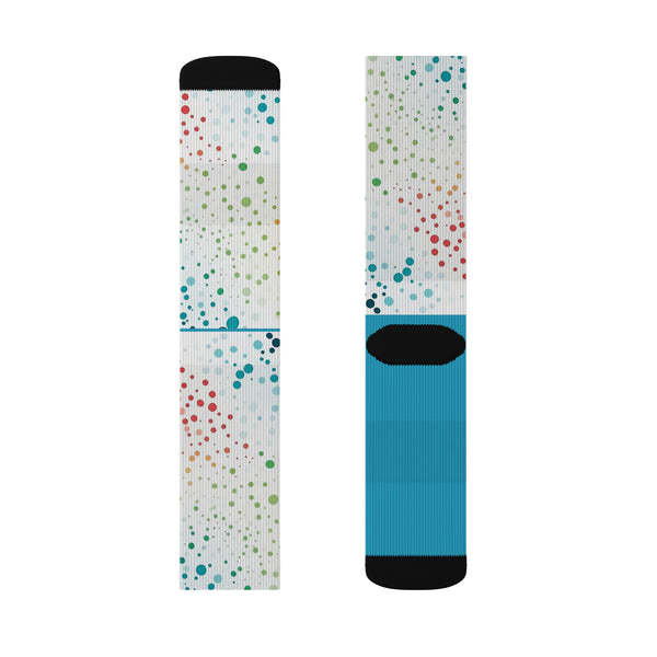 Teal/White Polka Dots Sublimation Woman Socks