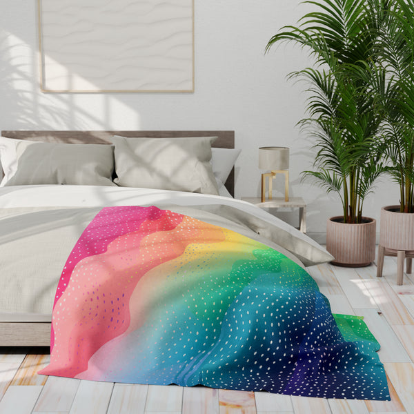 Rainbow Dots Arctic Fleece Throw Blanket