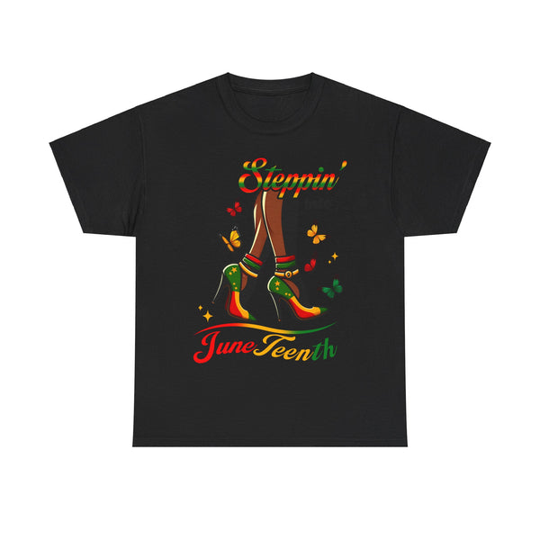 Steppin' into Juneteenth I am a black Woman Plus Size Woman Heavy Cotton Tee