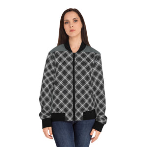 Black & White Check Women's Bomber Jacket