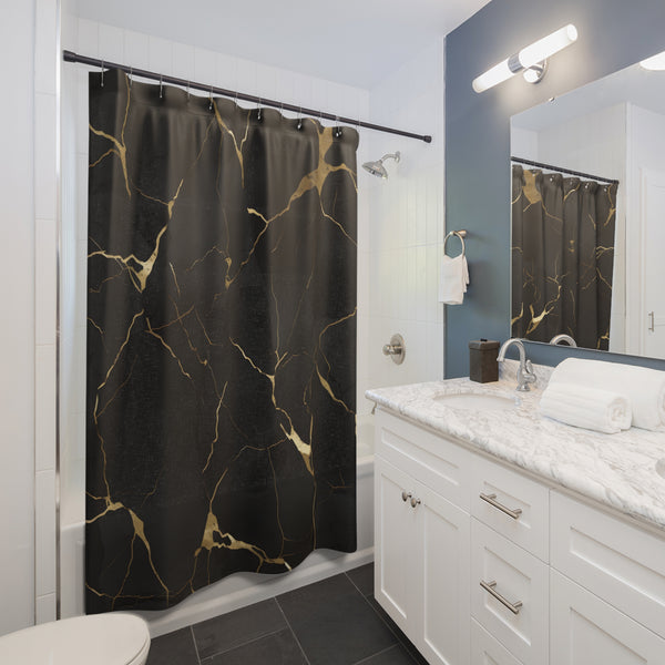 Black & Gold Marble Shower Curtains