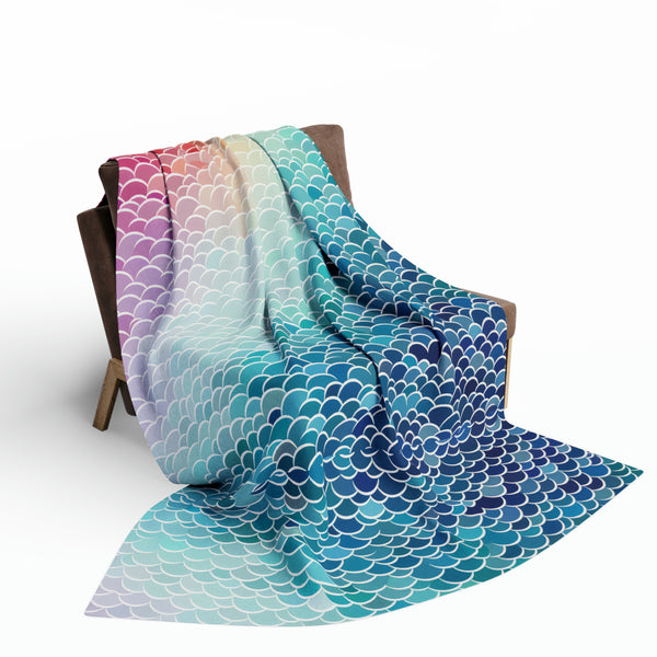 Rainbow Fish Scale Arctic Fleece Throw Blanket