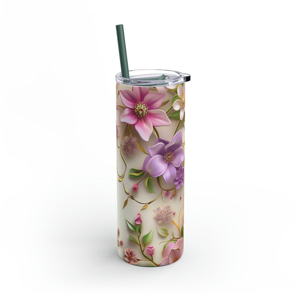 3D Flowers Maars Maker Skinny Matte Tumbler, 20oz