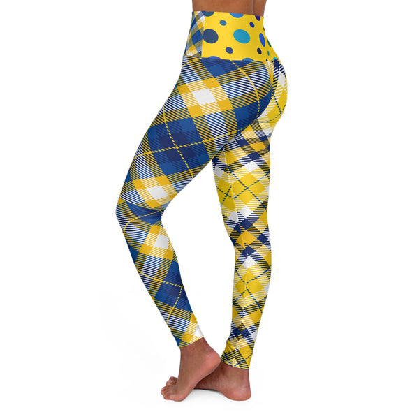 Blue Yellow High Waisted Yoga Leggings