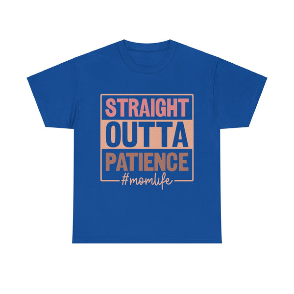 "Straight Outta Patience - Mom Life" Plus Size Women Heavy Cotton Tee T-Shirt