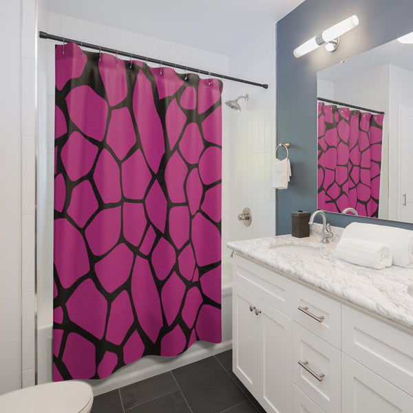 Black/Pink Print Shower Curtains