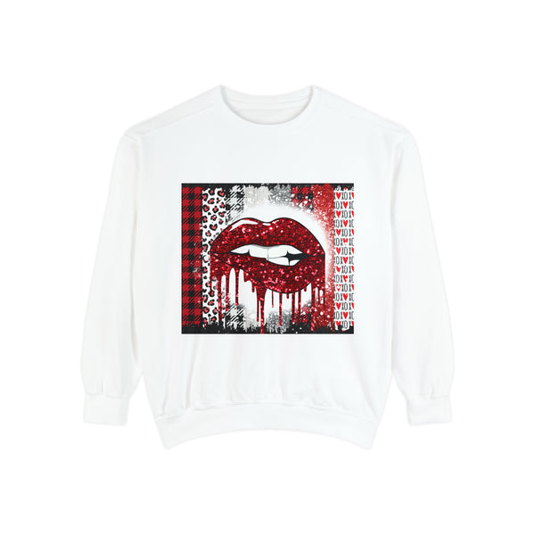 Red Lips Unisex Garment-Dyed Sweatshirt
