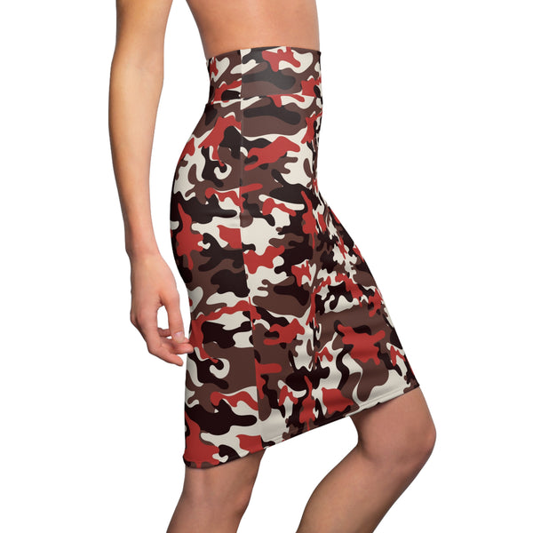 Red Camo Women's Pencil Skirt