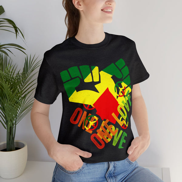 One Love T-Shirt - Spread Peace and Unity in Style - Woman's Jersey Short Sleeve Tee