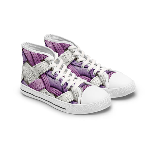 Pink/White Interlocking Leather Women's High Top Sneakers