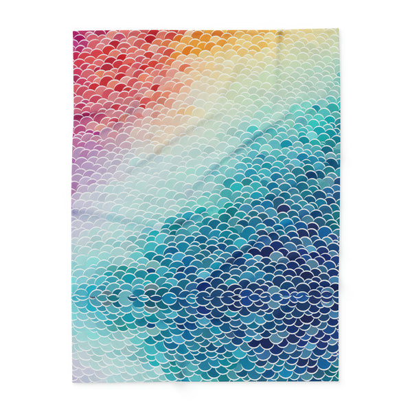 Rainbow Fish Scale Arctic Fleece Throw Blanket