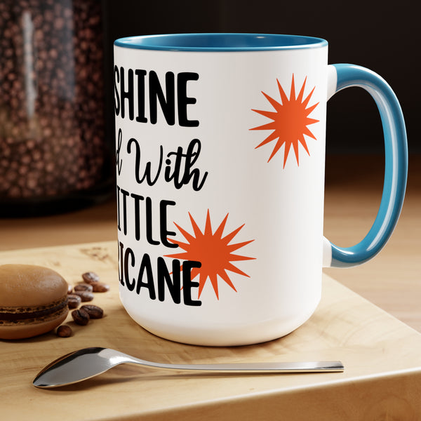 "Sunshine Mixed With A Little Hurricane" Mother's Day Two-Tone Coffee Mugs Cup, 15oz