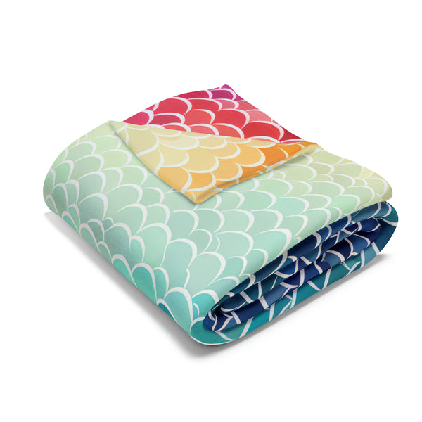 Rainbow Fish Scale Arctic Fleece Throw Blanket