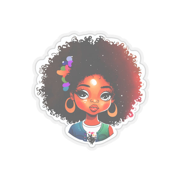 Afro-haired Girl Kiss-Cut Stickers