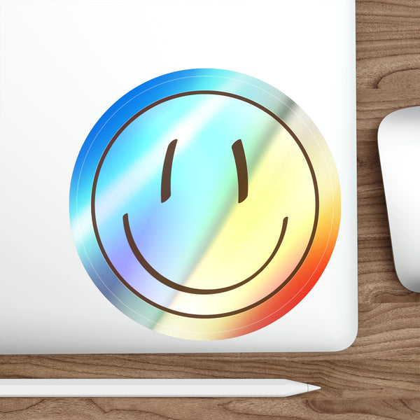 Smiley Face Holographic Die-cut Stickers