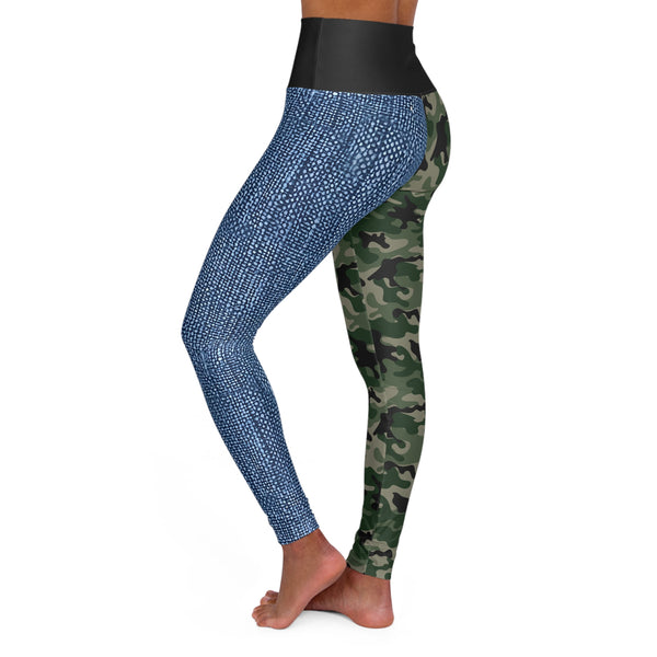 Denim Camo Two Tone High Waisted Yoga Leggings