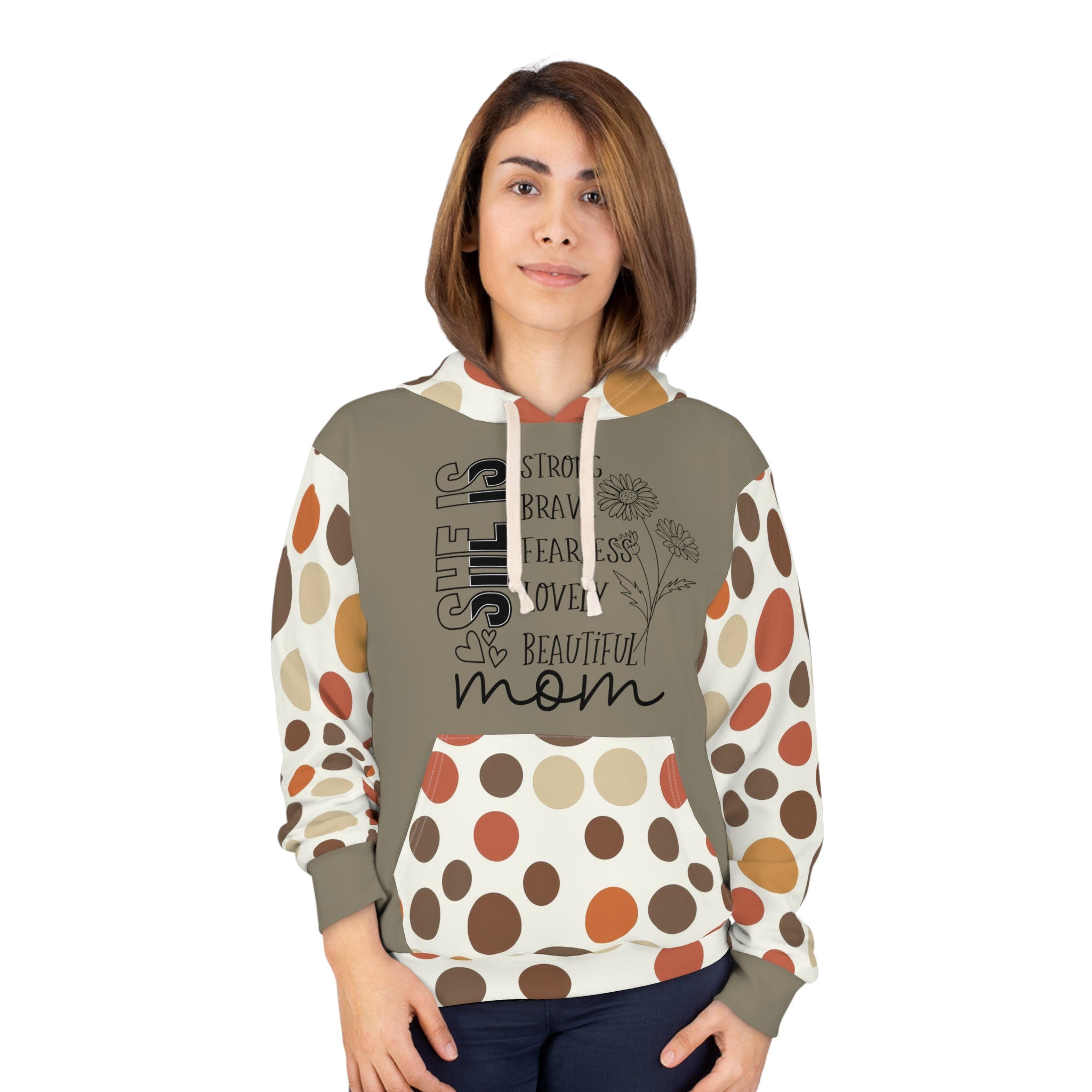 "She is Mom" Polka Dots Woman's Pullover Hoodie