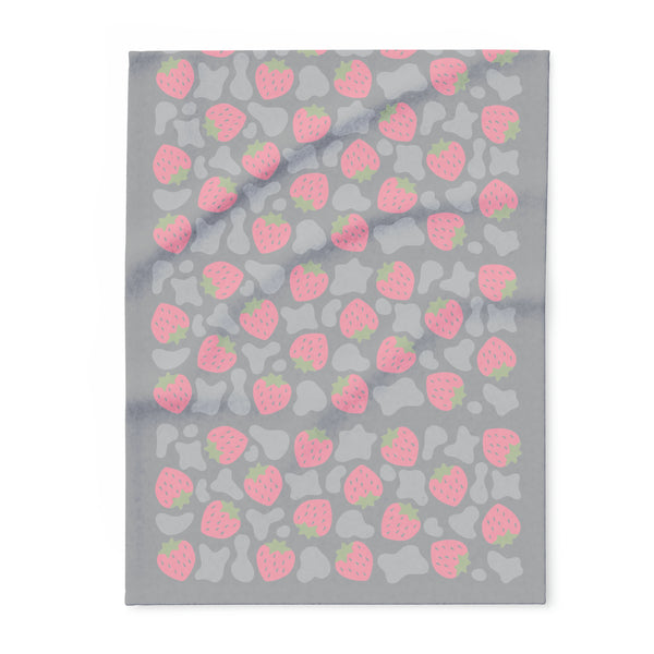 Strawberry Cow Print Arctic Fleece Blanket