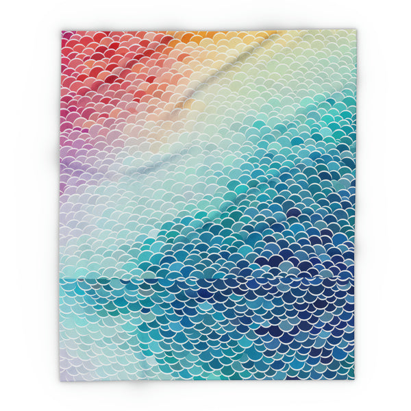 Rainbow Fish Scale Arctic Fleece Throw Blanket