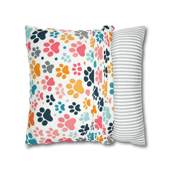 Dog Paw Print Spun Polyester Square Pillowcase