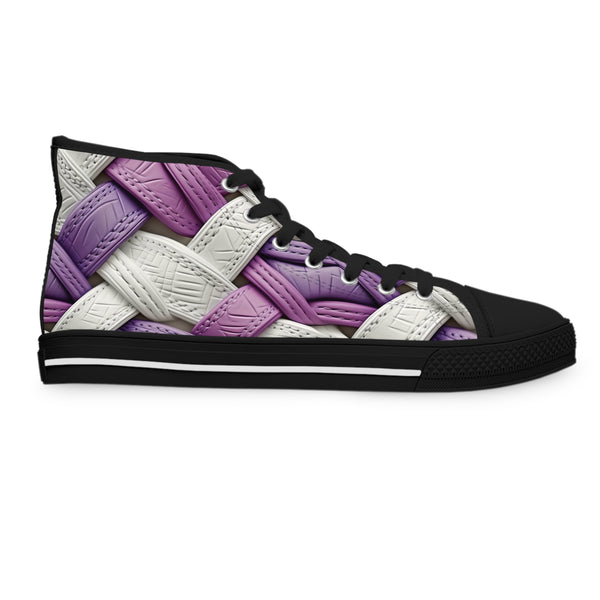 Pink/White Interlocking Leather Women's High Top Sneakers