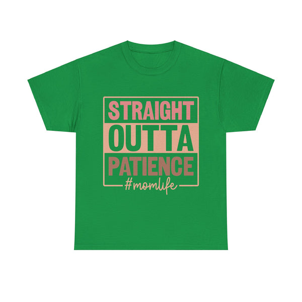 "Straight Outta Patience - Mom Life" Plus Size Women Heavy Cotton Tee T-Shirt