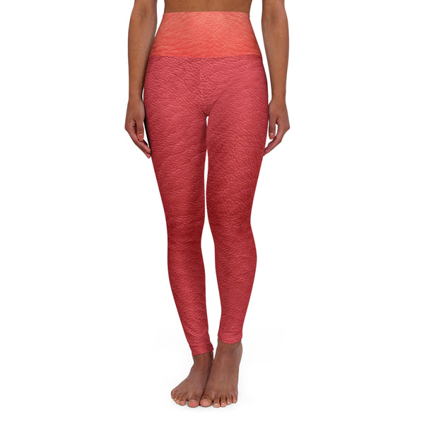 Red Faux Leather High Waisted Yoga Leggings